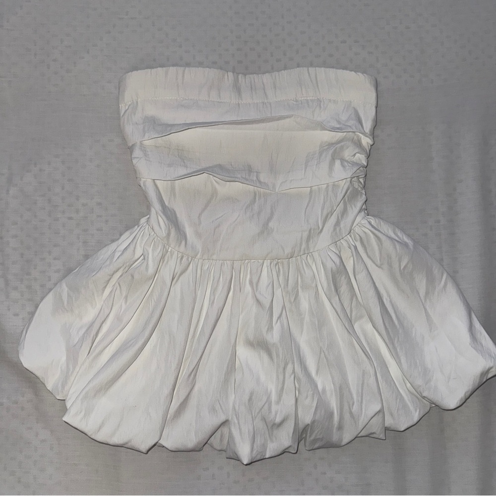 Elegant White Strapless Peplum Top